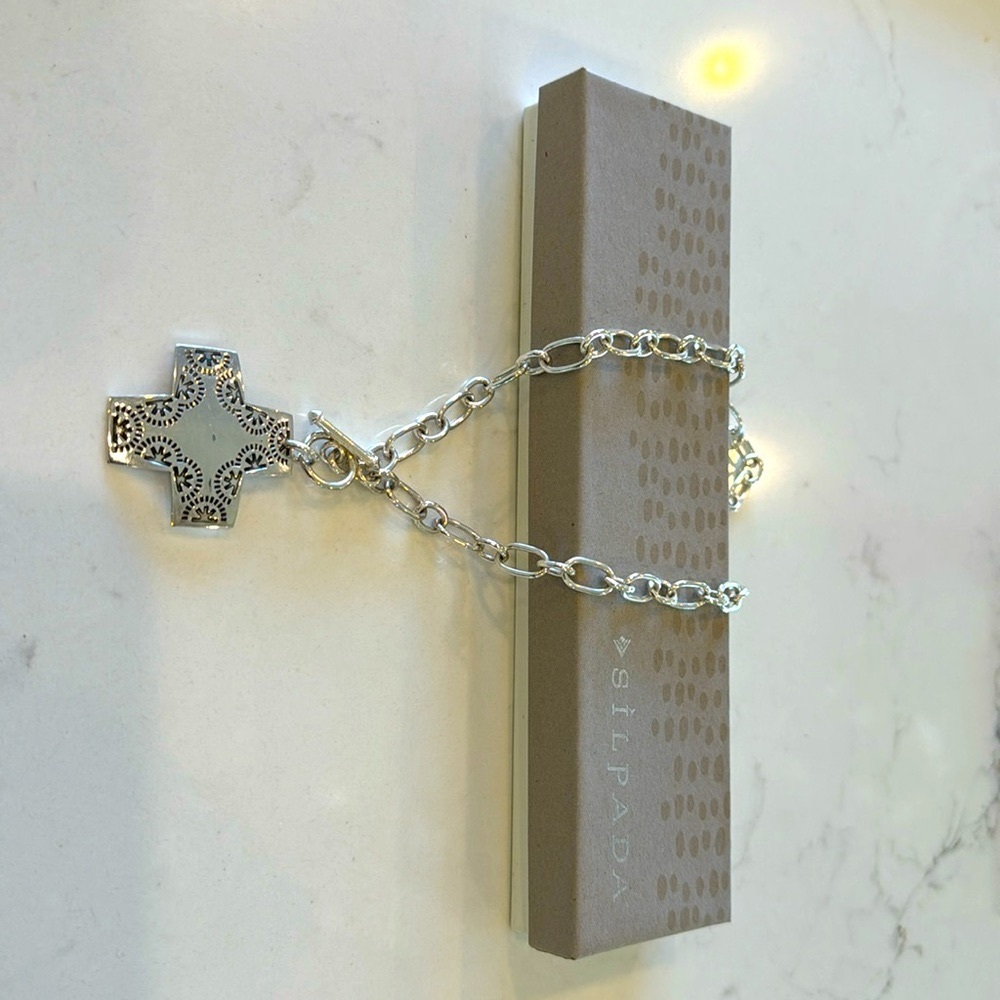 Silpada cross necklace with toggle clasp